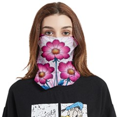 Fantasy Pink Flowers Stained Glass Face Covering Bandana (two Sides) by Grandong