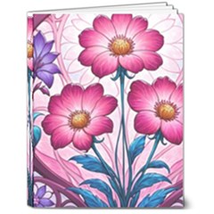 Fantasy Pink Flowers Stained Glass 7  X 9  Hardcover Notebook by Grandong