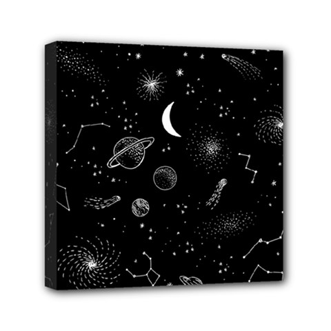 Cosmic Black Space Star Mini Canvas 6  X 6  (stretched) by Ndabl3x