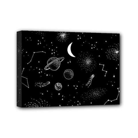 Cosmic Black Space Star Mini Canvas 7  X 5  (stretched) by Ndabl3x