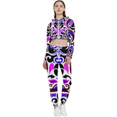 Retro Swirl Doodle Bright Colors Cropped Zip Up Lounge Set by dressshop