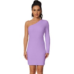 Luscious Lavender Hex #cca3e7 Long Sleeve One Shoulder Mini Dress by dressshop