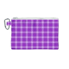 Purple Plaid Tartan 3 Canvas Cosmetic Bag (medium) by dressshop