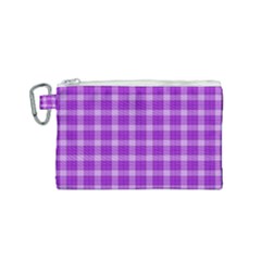 Purple Plaid Tartan 3 Canvas Cosmetic Bag (small) by dressshop