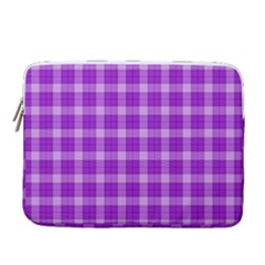 Purple Plaid Tartan 3 14  Vertical Laptop Sleeve Case With Pocket by dressshop