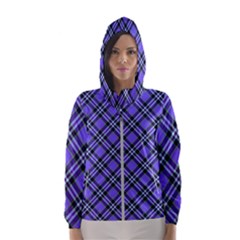 Blue Tartan Plaid 1 Diagonal Women s Hooded Windbreaker by dressshop