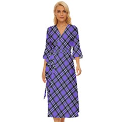 Blue Tartan Plaid 1 Diagonal Midsummer Wrap Dress by dressshop