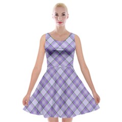 Purple Plaid Tartan 2 Diagonal Velvet Skater Dress by dressshop