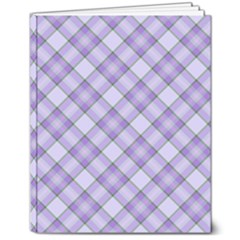 Purple Plaid Tartan 2 Diagonal 8  X 10  Hardcover Notebook by dressshop