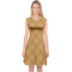 Autumn Fall Plaid Tartan 1 Diagonal Capsleeve Midi Dress by dressshop
