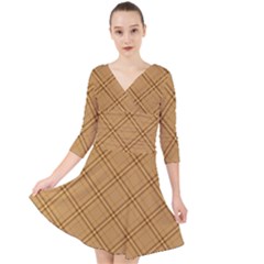 Autumn Fall Plaid Tartan 1 Diagonal Quarter Sleeve Front Wrap Dress by dressshop