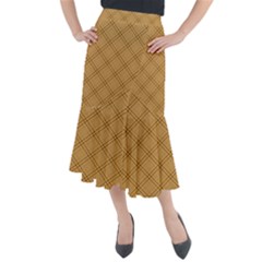 Autumn Fall Plaid Tartan 1 Diagonal Midi Mermaid Skirt by dressshop