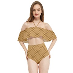 Autumn Fall Plaid Tartan 1 Diagonal Halter Flowy Bikini Set  by dressshop