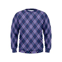 Purple Plaid Tartan 1 Diagonal Kids  Sweatshirt by dressshop