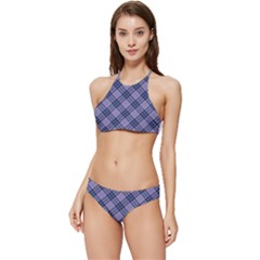 Purple Plaid Tartan 1 Diagonal Banded Triangle Bikini Set by dressshop
