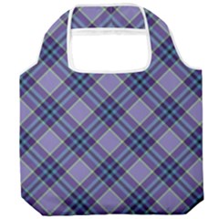 Purple Plaid Tartan 1 Diagonal Foldable Grocery Recycle Bag by dressshop