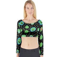 Doodle Dot Drawing Long Sleeve Crop Top by Salmanaz77