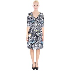 Doodle New York City Nyc Wrap Up Cocktail Dress by Salmanaz77