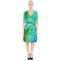 Texture Green Leaf Abstraction 3d Wrap Up Cocktail Dress by Salmanaz77