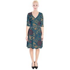 Flowers Floral Retro Flower Texture Wrap Up Cocktail Dress by Salmanaz77