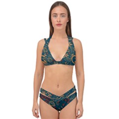 Flowers Floral Retro Flower Texture Double Strap Halter Bikini Set by Salmanaz77