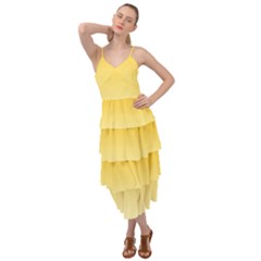 Amber Orange To Cream Yellow Linear Gradient Layered Bottom Dress by GradientsOmbre