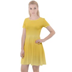 Cream Yellow To Amber Orange Bilinear Gradient Cap Sleeve Velour Dress  by GradientsOmbre