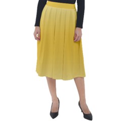 Cream Yellow To Amber Orange Bilinear Gradient Classic Velour Midi Skirt  by GradientsOmbre