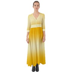 Amber Orange To Cream Yellow Bilinear Gradient Button Up Boho Maxi Dress by GradientsOmbre