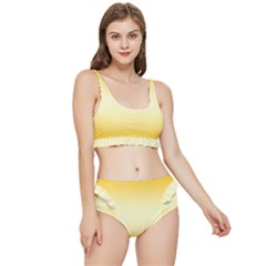 Amber Orange To Cream Yellow Bilinear Gradient Frilly Bikini Set by GradientsOmbre