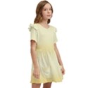 Amber Orange To Cream Yellow Bilinear Gradient Kids  Frilly Sleeves Pocket Dress View2