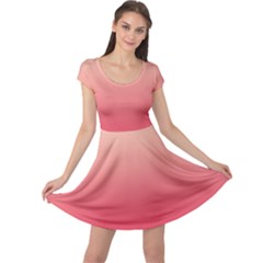 Cream Yellow To Crimson Red Linear Gradient Cap Sleeve Dress by GradientsOmbre