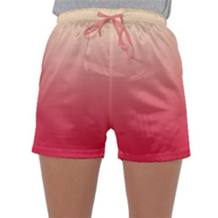 Cream Yellow To Crimson Red Linear Gradient Sleepwear Shorts by GradientsOmbre