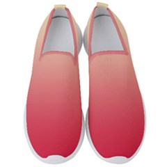Cream Yellow To Crimson Red Linear Gradient Men s Slip On Sneakers by GradientsOmbre