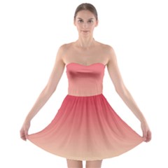 Crimson Red To Cream Yellow Linear Gradient Strapless Bra Top Dress by GradientsOmbre