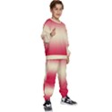 Crimson Red To Cream Yellow Bilinear Gradient Kids  Sweatshirt set View3