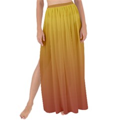 Electric Yellow To Burgundy Red Linear Gradient Maxi Chiffon Tie-up Sarong by GradientsOmbre