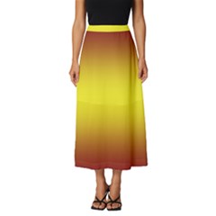 Burgundy Red To Electric Yellow Bilinear Gradient Classic Midi Chiffon Skirt by GradientsOmbre