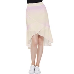 Pink Lace To Cream Yellow Bilinear Gradient Frill Hi Low Chiffon Skirt by GradientsOmbre