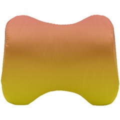 Coral Pink To Electric Yellow Linear Gradient Head Support Cushion by GradientsOmbre