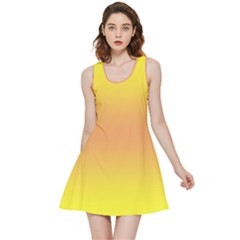 Electric Yellow To Coral Pink Bilinear Gradient Inside Out Reversible Sleeveless Dress by GradientsOmbre