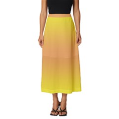 Electric Yellow To Coral Pink Bilinear Gradient Classic Midi Chiffon Skirt by GradientsOmbre