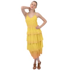 Coral Pink To Electric Yellow Bilinear Gradient Layered Bottom Dress by GradientsOmbre