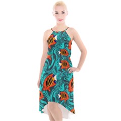 Flame Swirls High-low Halter Chiffon Dress  by SeaworthyClothing