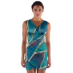 Aqua Batik, Abstract, Colorful Wrap Front Bodycon Dress by kyorashop23