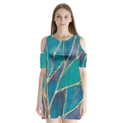 Aqua Batik, Abstract, Colorful Shoulder Cutout Velvet One Piece by kyorashop23