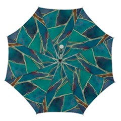 Aqua Batik, Abstract, Colorful Automatic Folding Umbrella With Case (medium) by kyorashop23