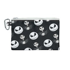 Jack Print, White, Before, Plain, Black, Simple, Christmas Canvas Cosmetic Bag (medium) by kyorashop23