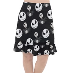 Jack Print, White, Before, Plain, Black, Simple, Christmas Fishtail Chiffon Skirt by kyorashop23