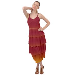 Amber Orange To Burgundy Red Bilinear Gradient Layered Bottom Dress by GradientsOmbre